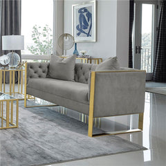 Eastbrook Velvet Upholstered Tufted Loveseat Grey - 509112