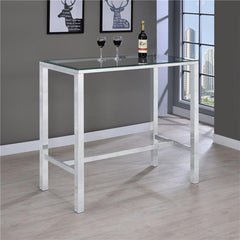 Tolbert Bar Table with Glass Top Chrome - 104873