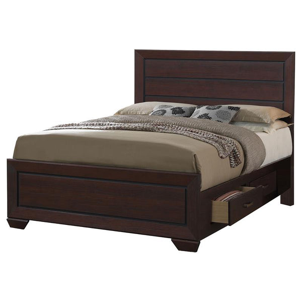 Kauffman Wood Eastern King Storage Panel Bed Dark Cocoa - 204390KE