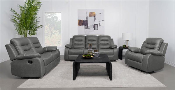 Nova 3-piece Upholstered Padded Arm Sofa Set Dark Grey - 602531-S3