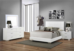 Felicity 4-piece Queen Bedroom Set White High Gloss - 203501Q-S4L