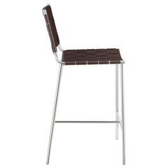 Adelaide Upholstered Counter Height Stool with Open Back Brown and Chrome - 183583