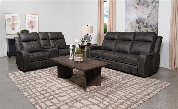 Raelynn 2-piece Upholstered Reclining Sofa Set Grey - 603191-S2