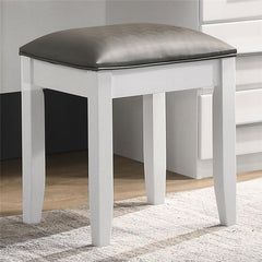 Felicity Upholstered Vanity Stool Metallic and Glossy White - 203507STL