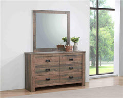Frederick 6-drawer Dresser with Mirror Weathered Oak - 222963M