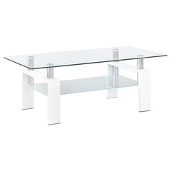 Dyer 1-shelf Rectangular Glass Top Coffee Table White - 703438