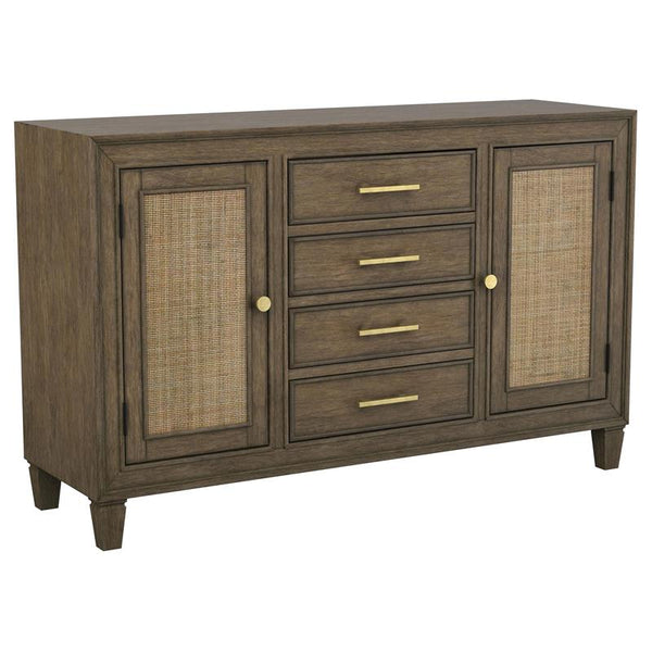 Matisse 4-drawer Dining Sideboard Buffet Cabinet with Rattan Cabinet Doors Brown - 108315