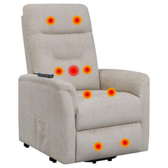 Henrietta Upholstered Power Lift Massage Chair Beige - 609405P