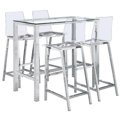 Tolbert 5-piece Bar Set with Acrylic Chairs Clear and Chrome - 104873-S5