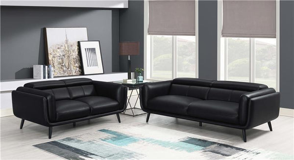 Shania 2-piece Upholstered Low Back Sofa Set Black - 509921-S2