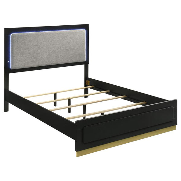 Caraway Wood Queen LED Panel Bed Black - 224781Q