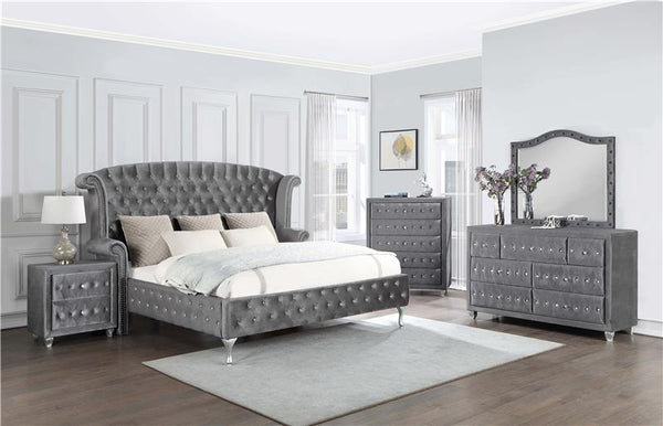 Deanna Button Tufted Dresser Mirror Grey - 205104