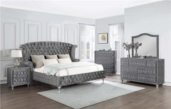 Deanna Button Tufted Dresser Mirror Grey - 205104