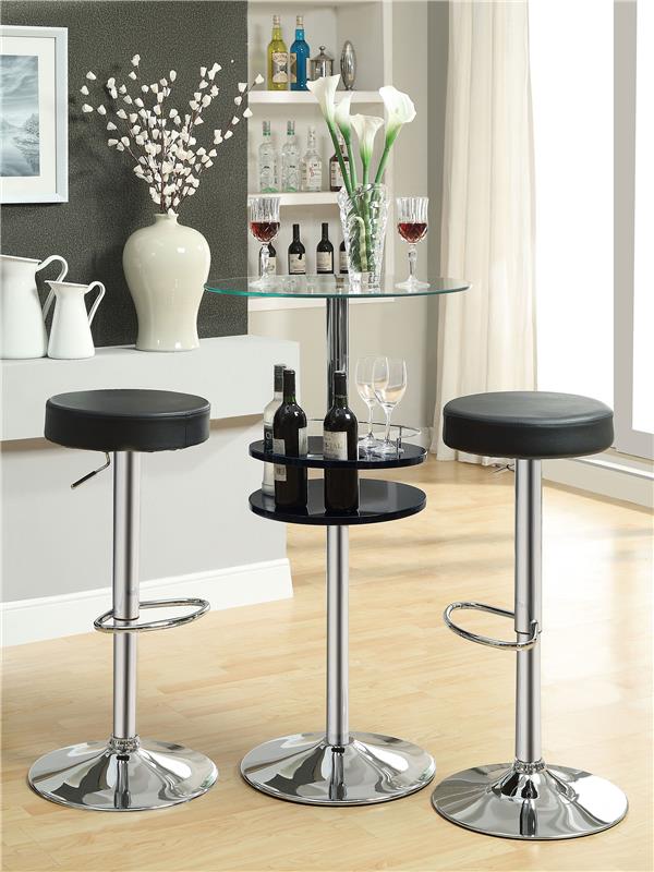 Gianella Glass Top Bar Table with Wine Storage Black and Chrome - 120715