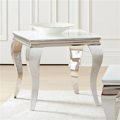 Carone Square End Table White and Chrome - 707767