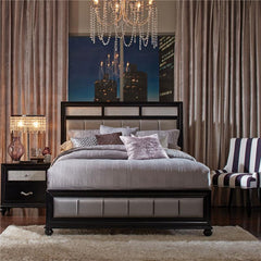 Barzini Wood Eastern King Panel Bed Black - 200891KE