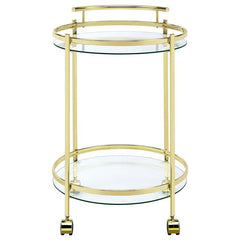 Chrissy 2-tier Round Glass Bar Cart Brass - 181366
