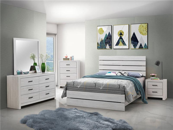 Brantford Wood Eastern King Panel Bed Coastal White - 207051KE