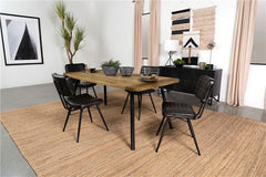Maverick Rectangular Tapered Legs Dining Table Natural Mango and Black - 123041