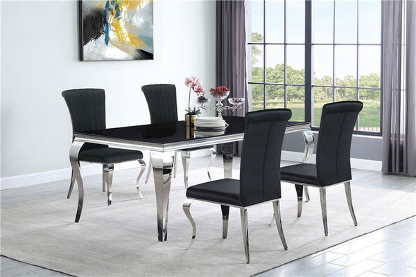 Carone 5-piece 81" Rectangular Dining Set Black and Chrome - 115071-S5