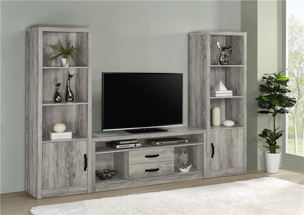 Burke 3-shelf Engineered Wood Media Tower Grey Driftwood - 707726
