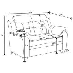 Finley 3-piece Upholstered Padded Arm Tufted Sofa Set Black - 506551-S3
