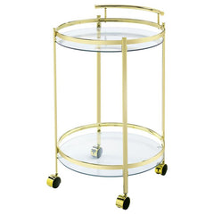 Chrissy 2-tier Round Glass Bar Cart Brass - 181366
