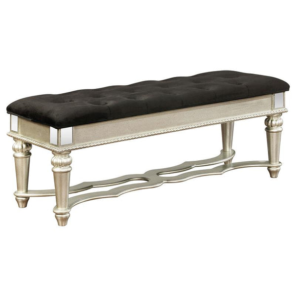 Heidi Upholstered Tufted Bench Metallic Platinum - 222736