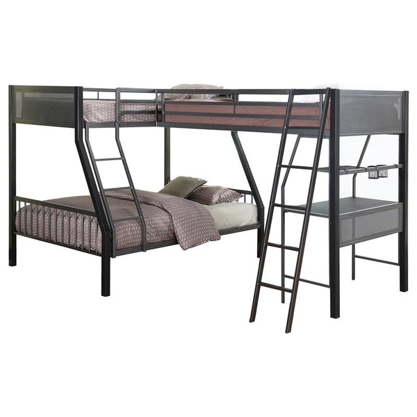 Meyers Metal Twin Over Full Bunk Bed with Twin Loft Black - 460391-S2