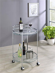 Chrissy 2-tier Round Glass Bar Cart Chrome - 181367