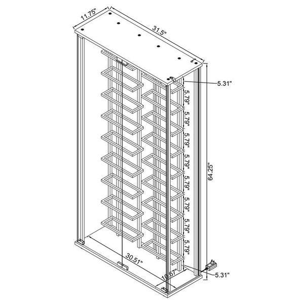 Montara Tempered Glass Wine Storage Display Curio Cabinet with LED Lighting Chrome - 182037