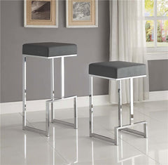 Gervase Square Bar Stool Grey and Chrome - 105262