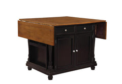 Slater 2-drawer Kitchen Island with Drop Leaves Brown and Black - 102270