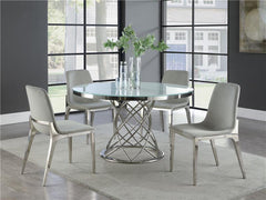 Irene 5-piece Round Glass Top Dining Set White and Chrome - 110401-S5