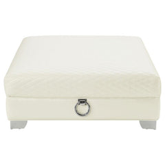 Chaviano Square Upholstered Ottoman Pearl White - 505394