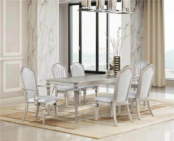Evangeline 7-piece Dining Table Set with Extension Leaf Ivory and Silver Oak - 107551-S7