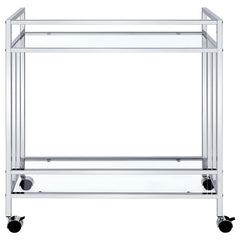 Cara Rectangular Glass Bar Cart Chrome - 181382