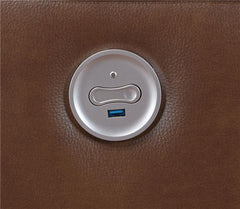 Greenfield Upholstered Power Reclining Sofa Saddle Brown - 610264P