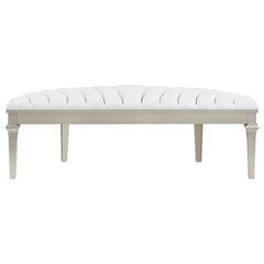 Evangeline Curved Fabric Upholstered Bench Silver Oak - 223396