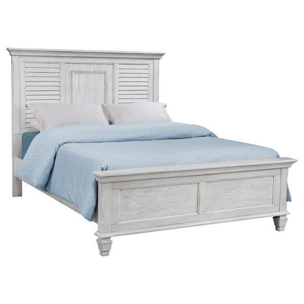 Franco Wood Eastern King Panel Bed Distressed White - 205331KE