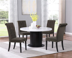 Sherry Round Dining Table Rustic Espresso and White - 115490