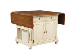 Slater 2-drawer Kitchen Island with Drop Leaves Brown and Buttermilk - 102271