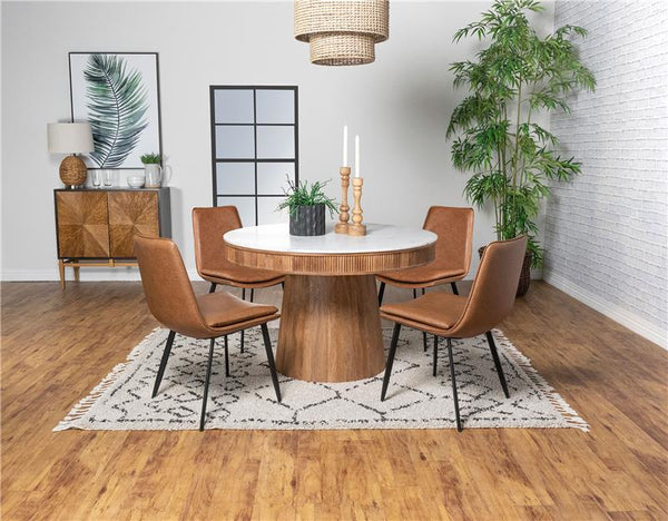 Ortega Padded Seat Solid Back Dining Side Chair Coffee and Black (Set of 2) - 115472