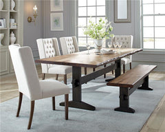 Bexley Live Edge Trestle Dining Table Natural Honey and Espresso - 110331