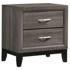 Watson 2-drawer Nightstand Grey Oak and Black - 212422