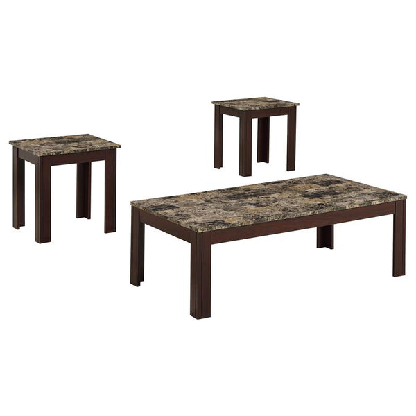 Rhodes 3-piece Faux Marble Top Coffee Table Set Brown - 700395
