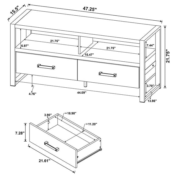 James 2-drawer Engineered Wood 48" TV Stand Distressed Pine - 704271