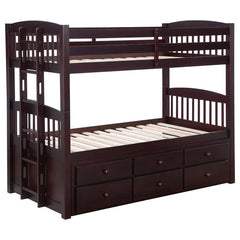 Kensington Twin Over Twin Bunk Bed with Trundle Cappuccino - 460071