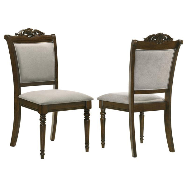 Willowbrook Upholstered Dining Side Chair Grey and Chestnut (Set of 2) - 108112