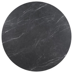 Camden Round 48-inch Faux Marble Top Dining Table Black - 105780